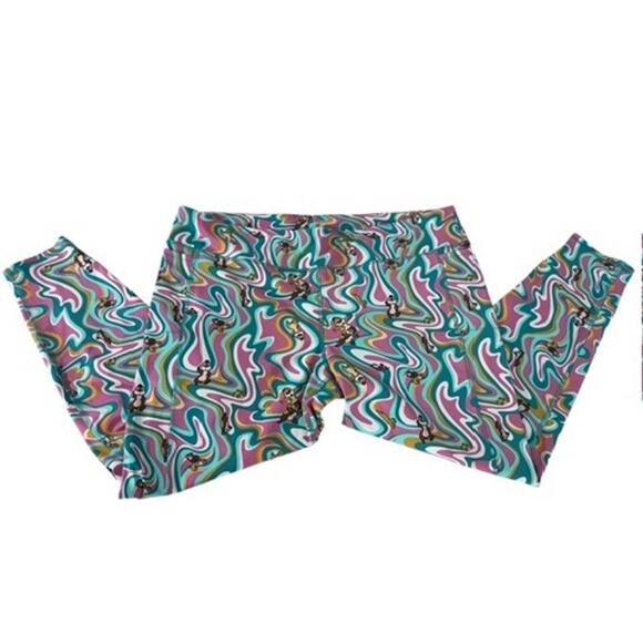 "DISNEY" Leggings Chip & Dale Swirl Multicolor SZ 1X Workout Gym Exercise Yoga - Picture 2 of 12